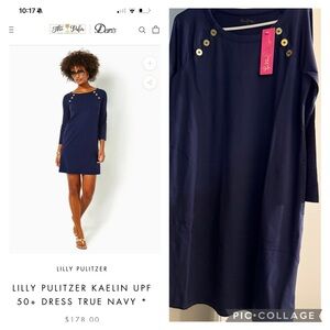 Lilly Pulitzer Blue Sheath Dress Long Sleeve Boat Neck